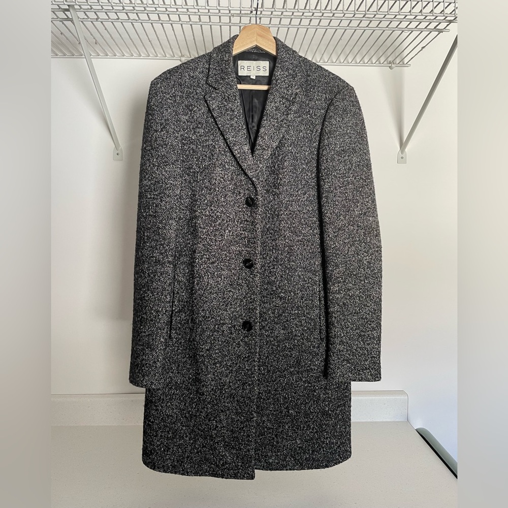 Reiss - Dark Gray marled wool overcoat